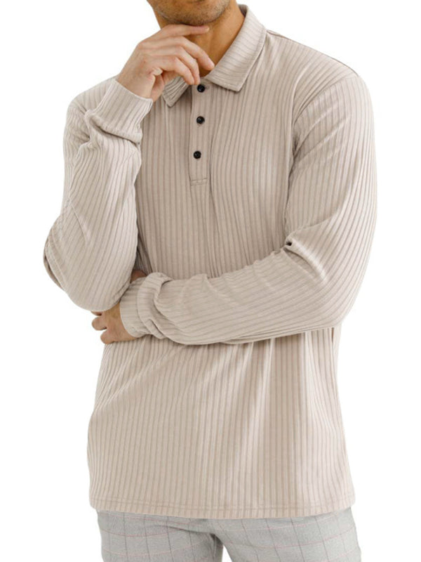 New Men’s Long Sleeve T-Shirt Long Sleeve Lapel Polo Shirt