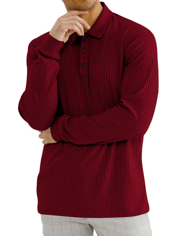 New Men’s Long Sleeve T-Shirt Long Sleeve Lapel Polo Shirt