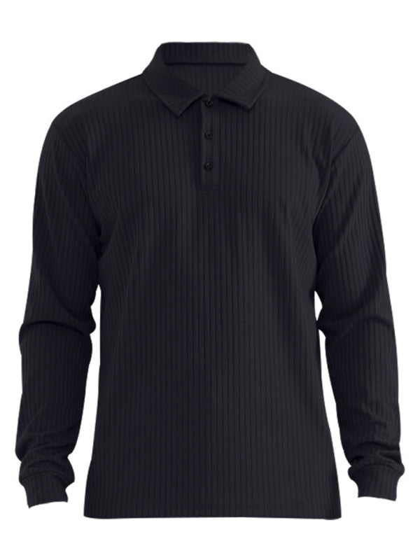 New Men’s Long Sleeve T-Shirt Long Sleeve Lapel Polo Shirt