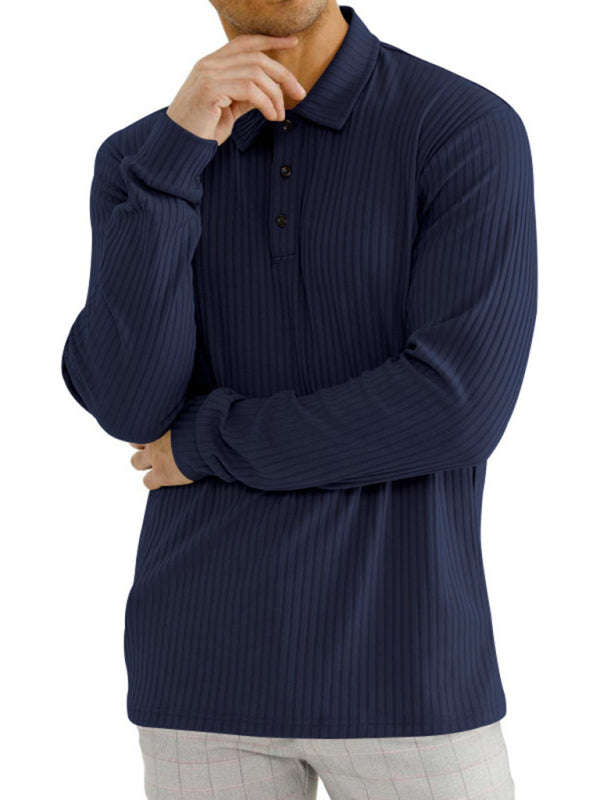 New Men’s Long Sleeve T-Shirt Long Sleeve Lapel Polo Shirt