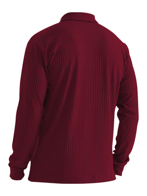 New Men’s Long Sleeve T-Shirt Long Sleeve Lapel Polo Shirt