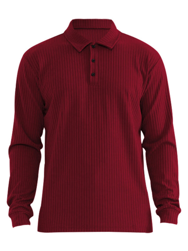 New Men’s Long Sleeve T-Shirt Long Sleeve Lapel Polo Shirt