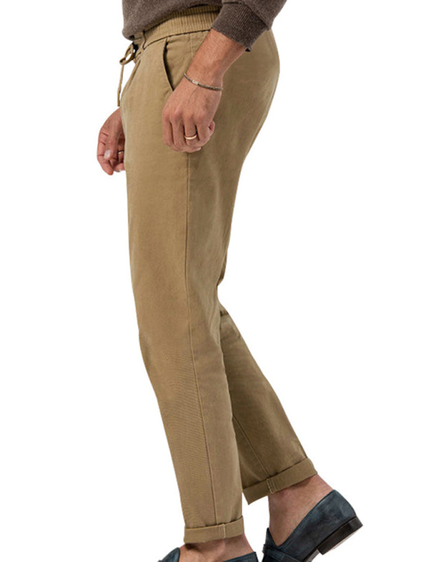 New men’s trendy business straight solid color casual trousers