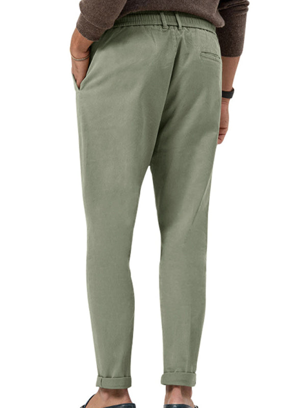 New men’s trendy business straight solid color casual trousers