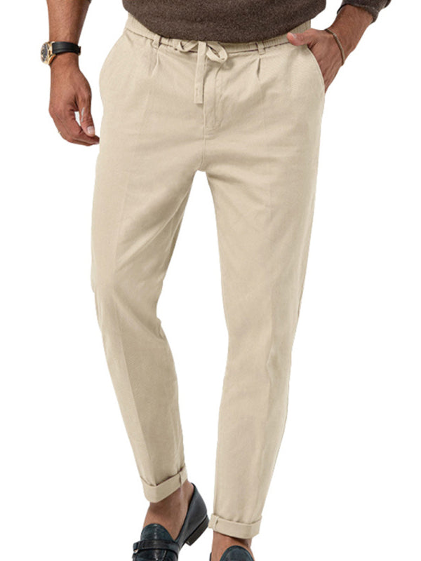 New men’s trendy business straight solid color casual trousers - Cracker khaki / S