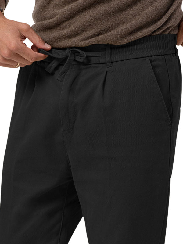 New men’s trendy business straight solid color casual trousers