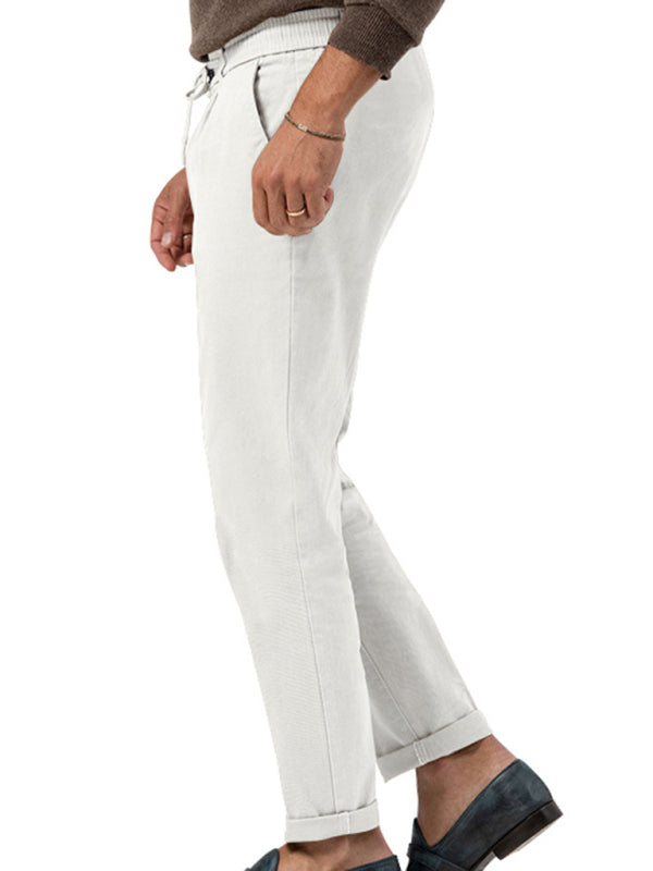 New men’s trendy business straight solid color casual trousers