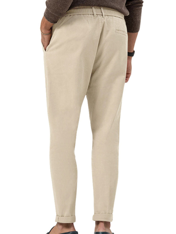 New men’s trendy business straight solid color casual trousers
