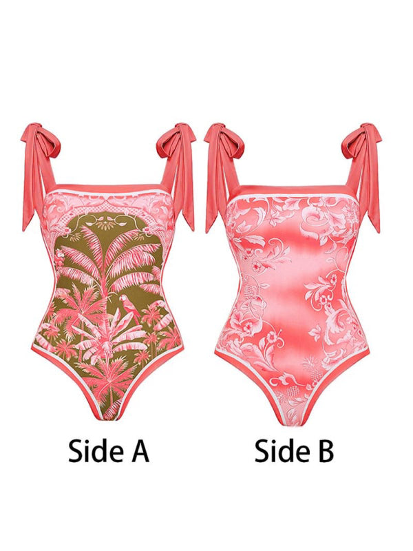 New sexy coconut print strappy one-piece swimsuit skirt (one piece)