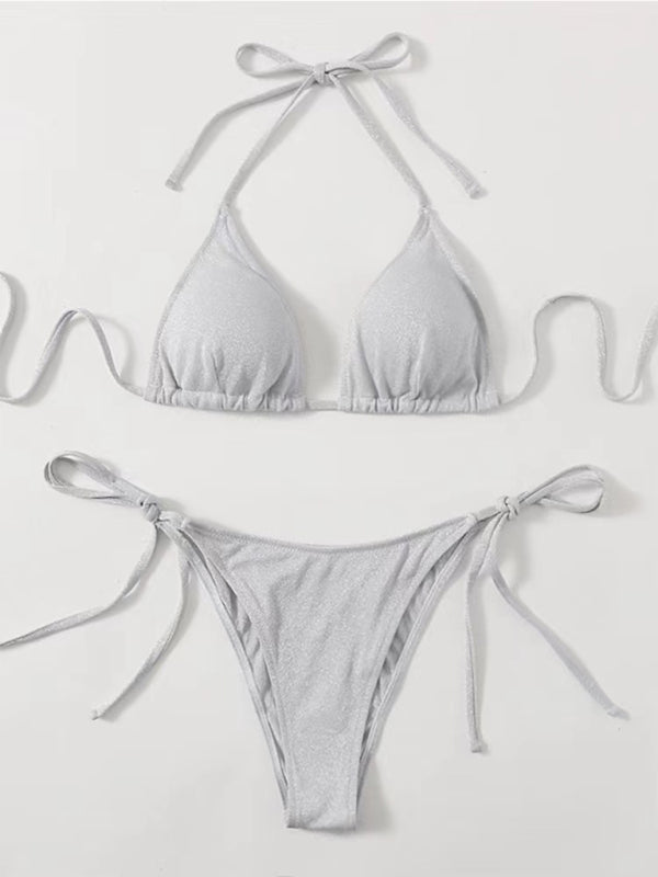 New sexy split backless strappy bikini - White / S