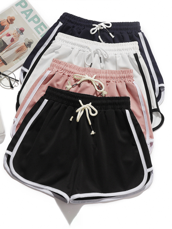 New sports style three-quarter shorts yoga loose hot pants - Black / S