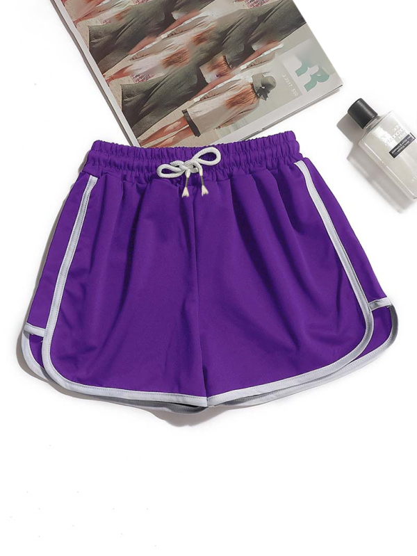New sports style three-quarter shorts yoga loose hot pants - Purple / S
