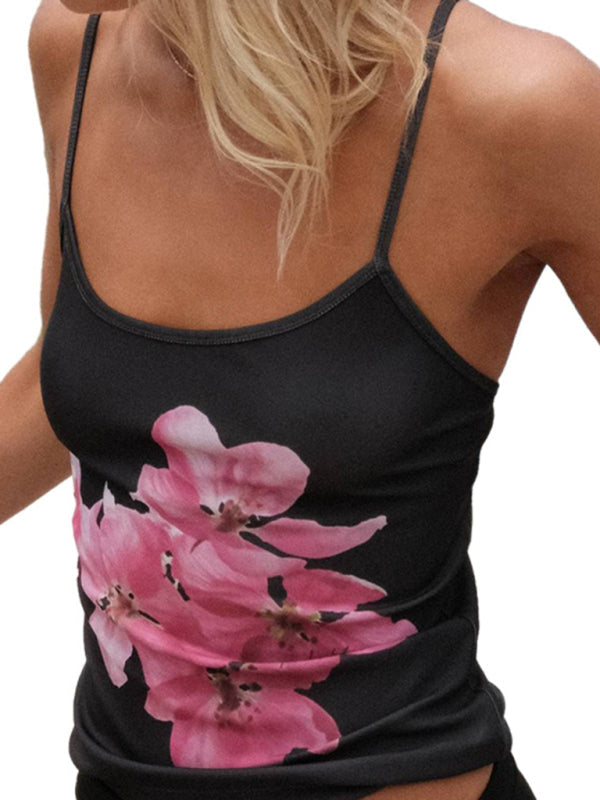 New spring and summer contrasting color sexy backless slim vest for hot girls - Black / S