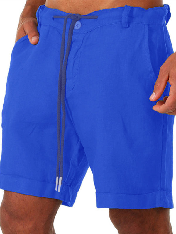 New style drawstring casual pants shorts three-quarter length pants - Purplish blue navy / S