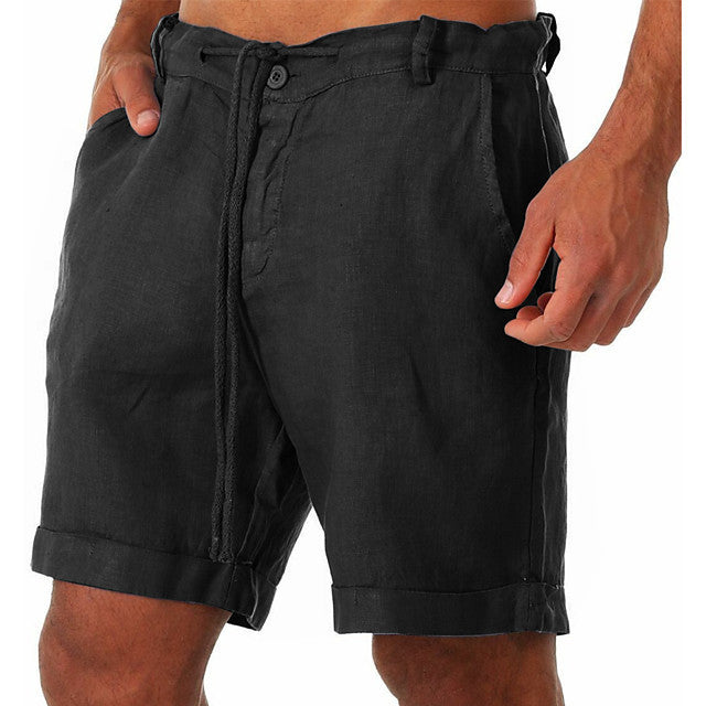 New style drawstring casual pants shorts three-quarter length pants - Black / S