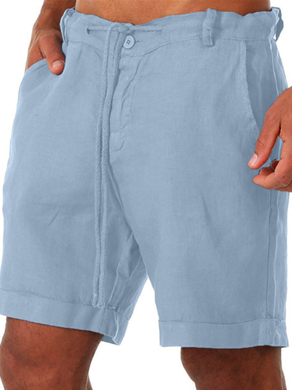 New style drawstring casual pants shorts three-quarter length pants - Clear blue / S