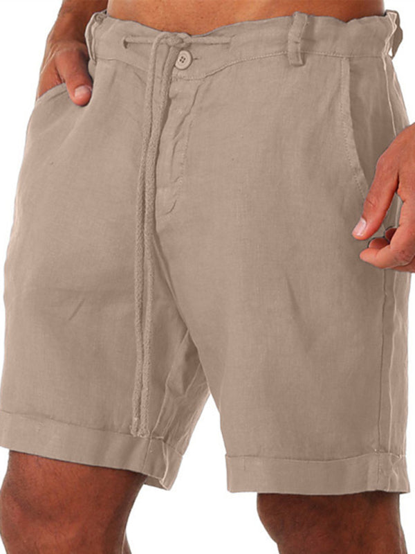 New style drawstring casual pants shorts three-quarter length pants - Coffee / S