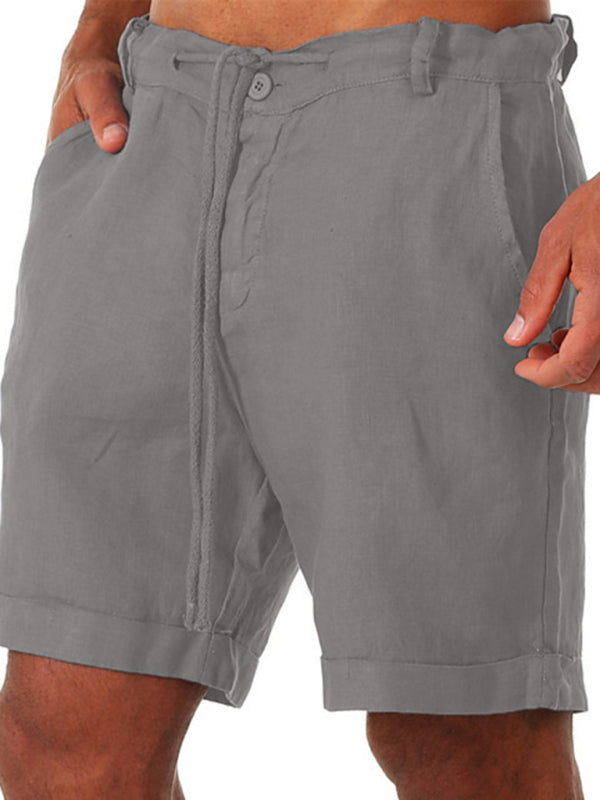 New style drawstring casual pants shorts three-quarter length pants - Grey / S
