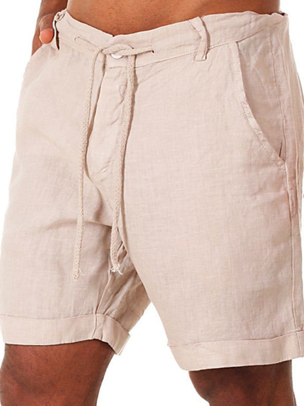 New style drawstring casual pants shorts three-quarter length pants - Khaki / S