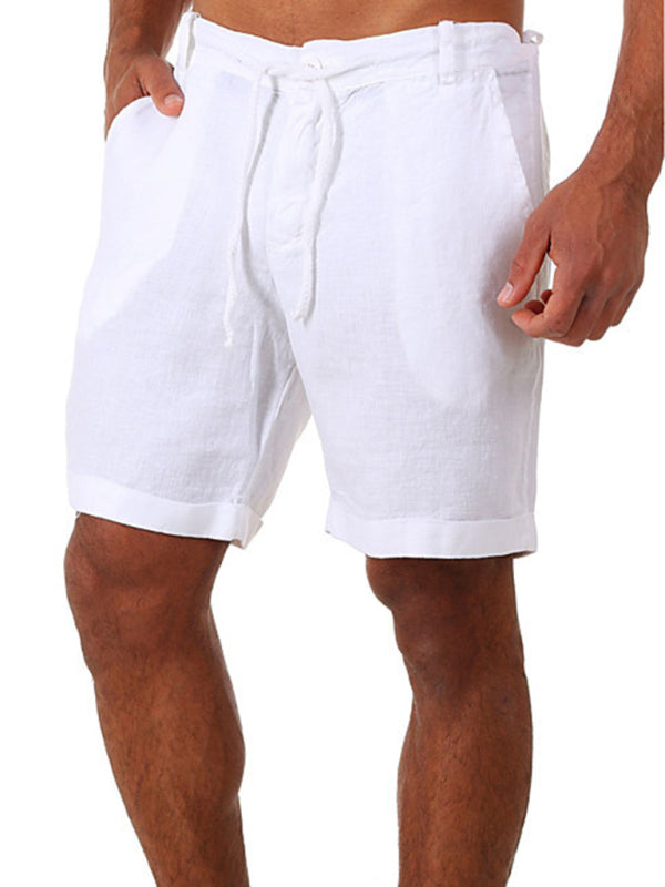 New style drawstring casual pants shorts three-quarter length pants - White / S