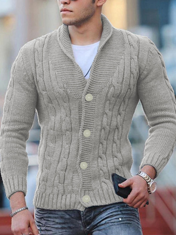 New Sweater Men’s Knitted Cardigan Solid Color Slim Men’s Jacket