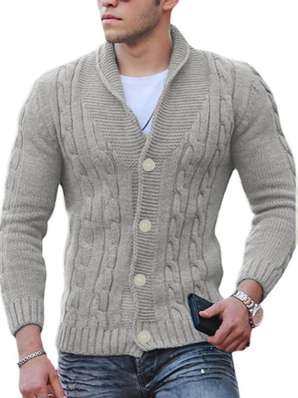 New Sweater Men’s Knitted Cardigan Solid Color Slim Men’s Jacket