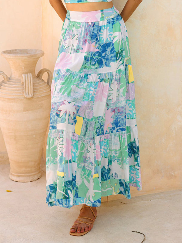 New teal bohemian resort beach skirt - Spearmint viridis / S