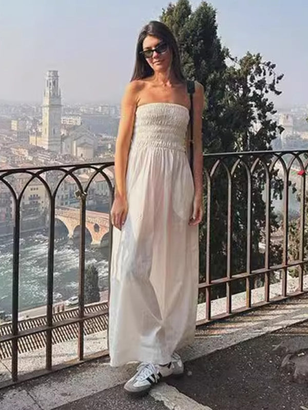 New tube top and sleeveless elegant ladies dress with elegant craftsmanship - White / S