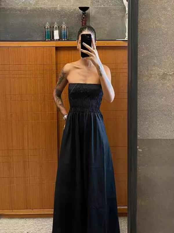 New tube top and sleeveless elegant ladies dress with elegant craftsmanship - Black / S