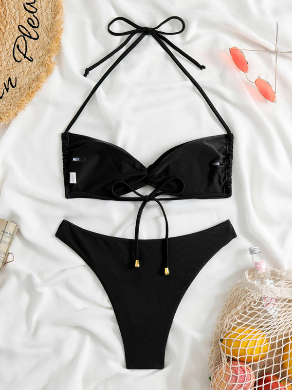 New women’s adjustable strap sexy leopard print bikini two-piece set