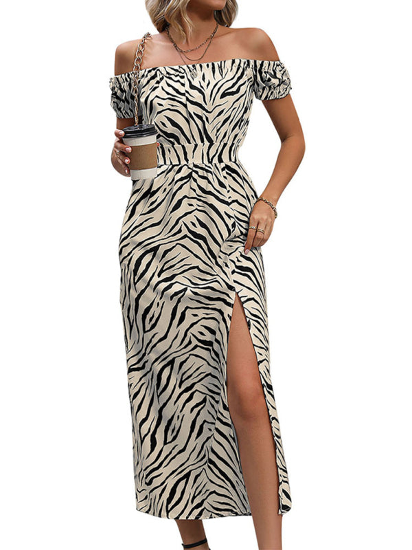 New women’s animal print boat neck dress