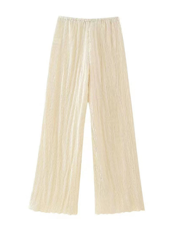 New women’s asymmetrical halterneck top/elastic waist casual pleated pants