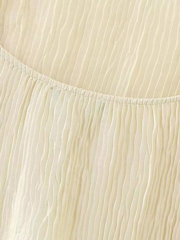 New women’s asymmetrical halterneck top/elastic waist casual pleated pants