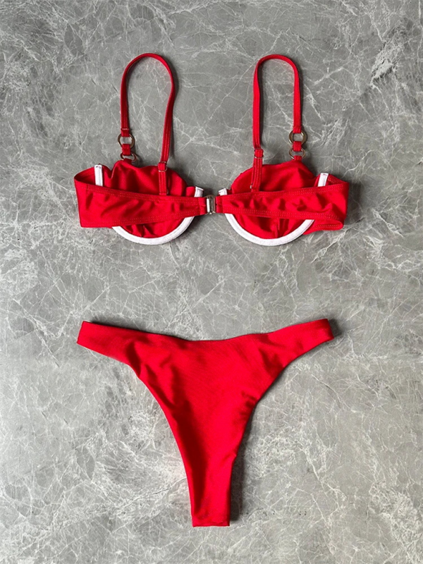 New Women’s Bikini Low Waist Sexy Solid Color Bikini Set