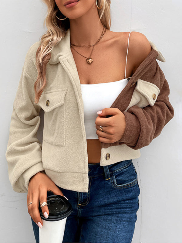 New women's color block polar fleece jacket - Closther