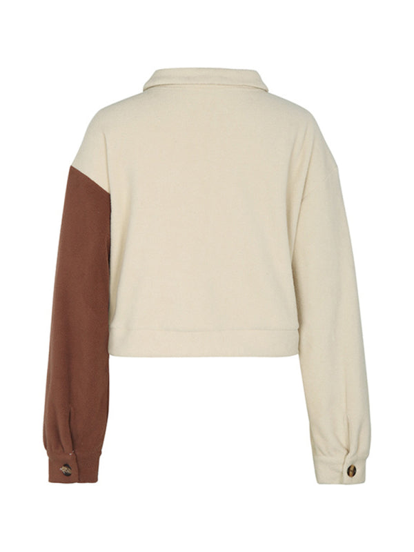 New women's color block polar fleece jacket - Closther