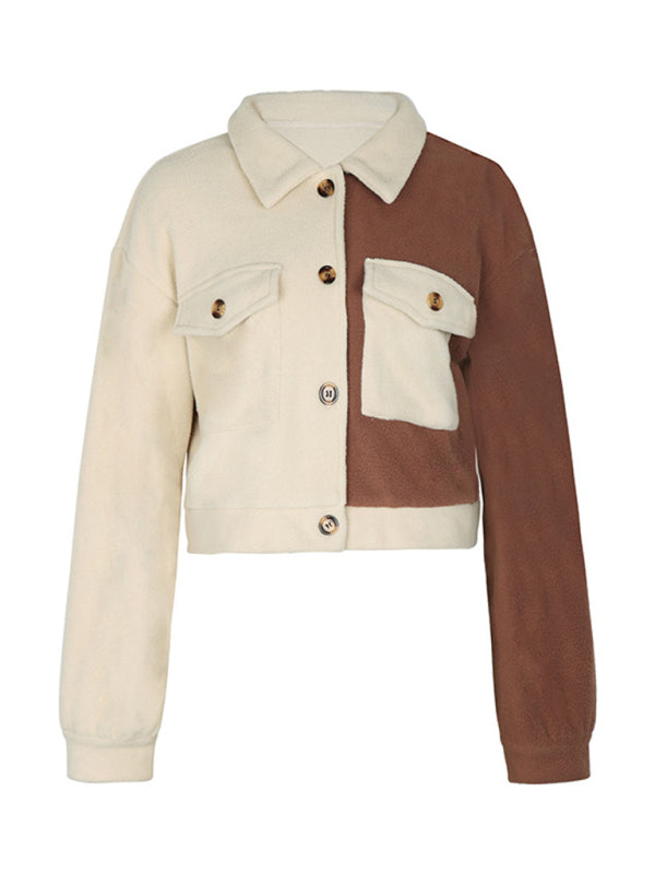 New women's color block polar fleece jacket - Closther