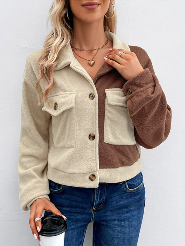 New women's color block polar fleece jacket - Closther