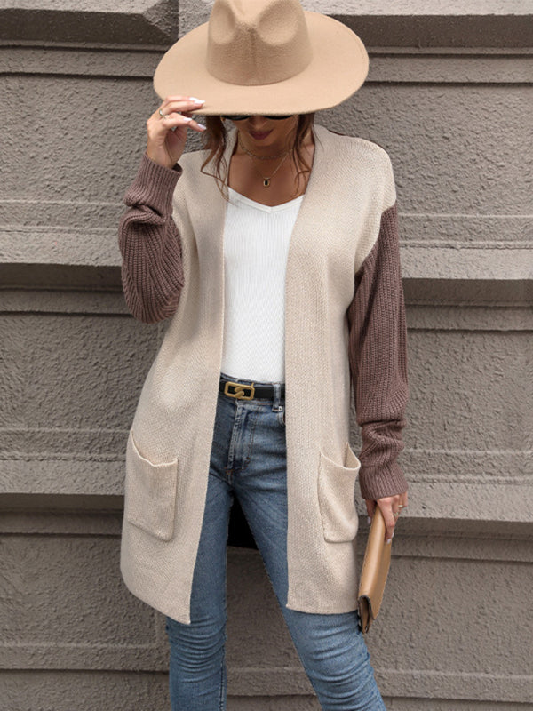 New women's color block sweater jacket - Closther