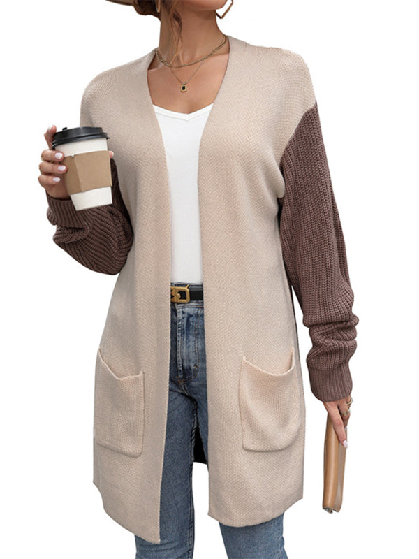 New women's color block sweater jacket - Closther