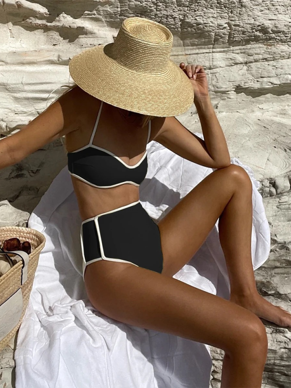 New women’s color matching high waist sexy two-piece swimsuit