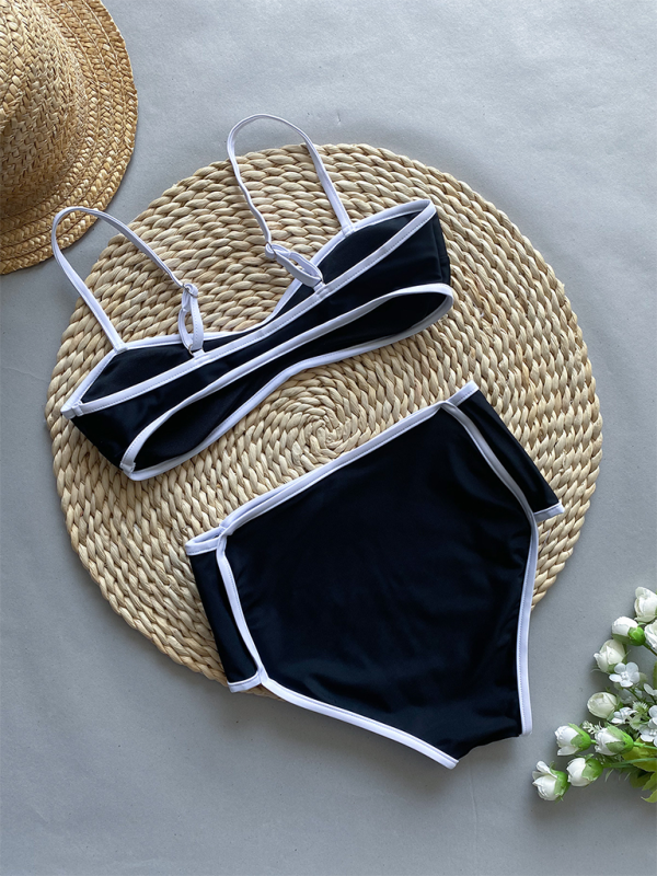 New women’s color matching high waist sexy two-piece swimsuit