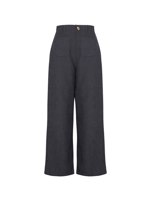 New Women's Corduroy Patch Pocket Casual Pants - Closther