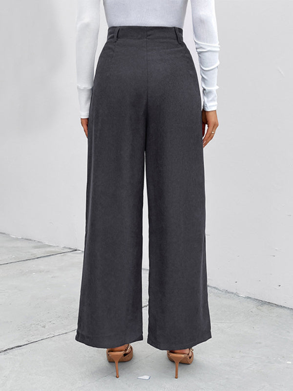 New Women's Corduroy Patch Pocket Casual Pants - Closther