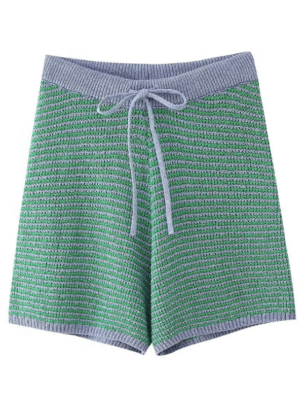 New women’s loose knitted POLO collar top/high waist knitted shorts - Shorts / S