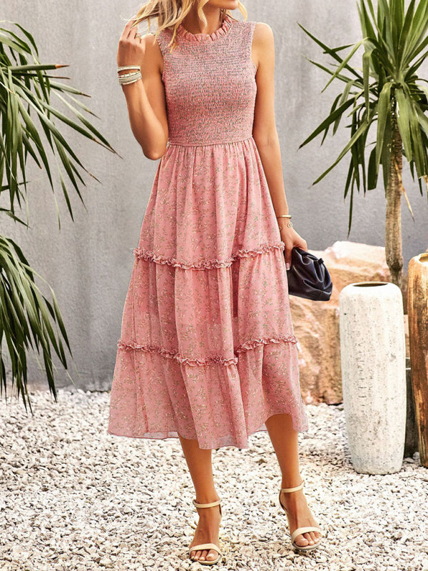 New women's printed A-line skirt sundress - Closther