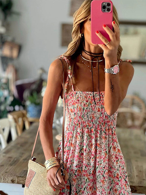 New women’s printed suspender dress