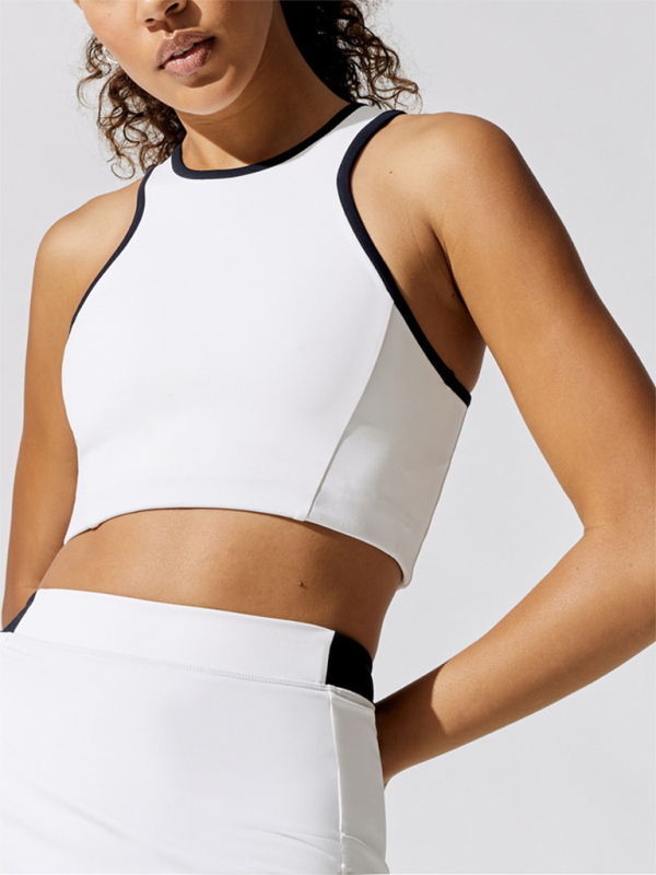 New women’s sports running yoga clothing moisture-absorbing breathable top (with chest pad) - White / S