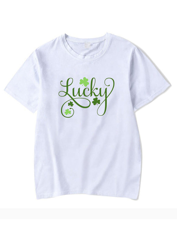 New Women’s St. Patrick’s Day Casual Clover Graphic Print T-Shirt (Multiple Pictures Available)
