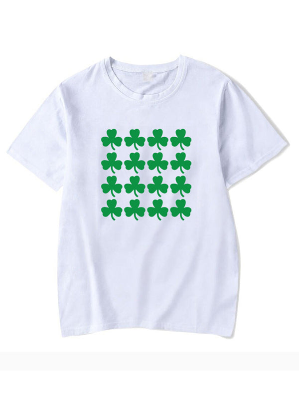 New Women’s St. Patrick’s Day Casual Clover Graphic Print T-Shirt (Multiple Pictures Available)